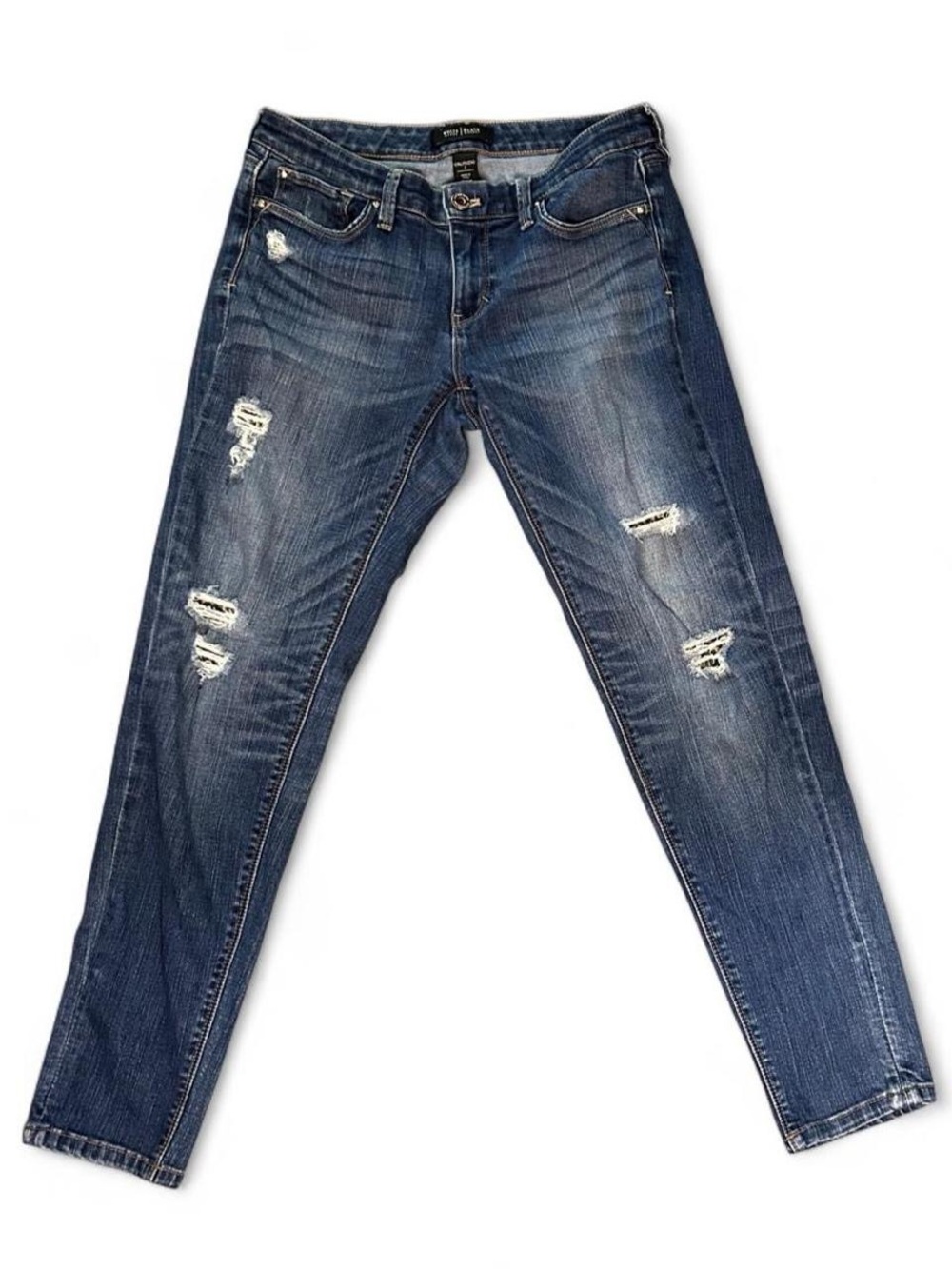 White House Black Market Girlfriend Jeans Distressed Leopard Print